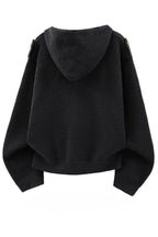 Button Braid Knit Hoodies