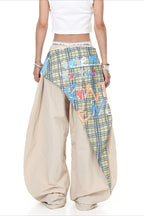 Plaid Wrap Panel Cargo Pants