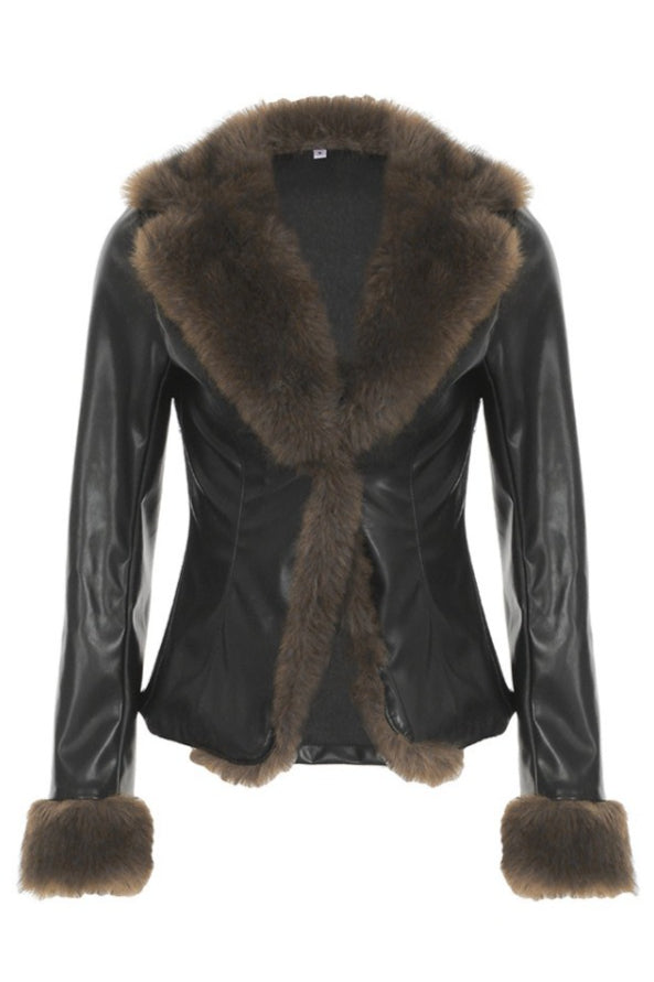 Faux Fur Trim Cropped Jackets