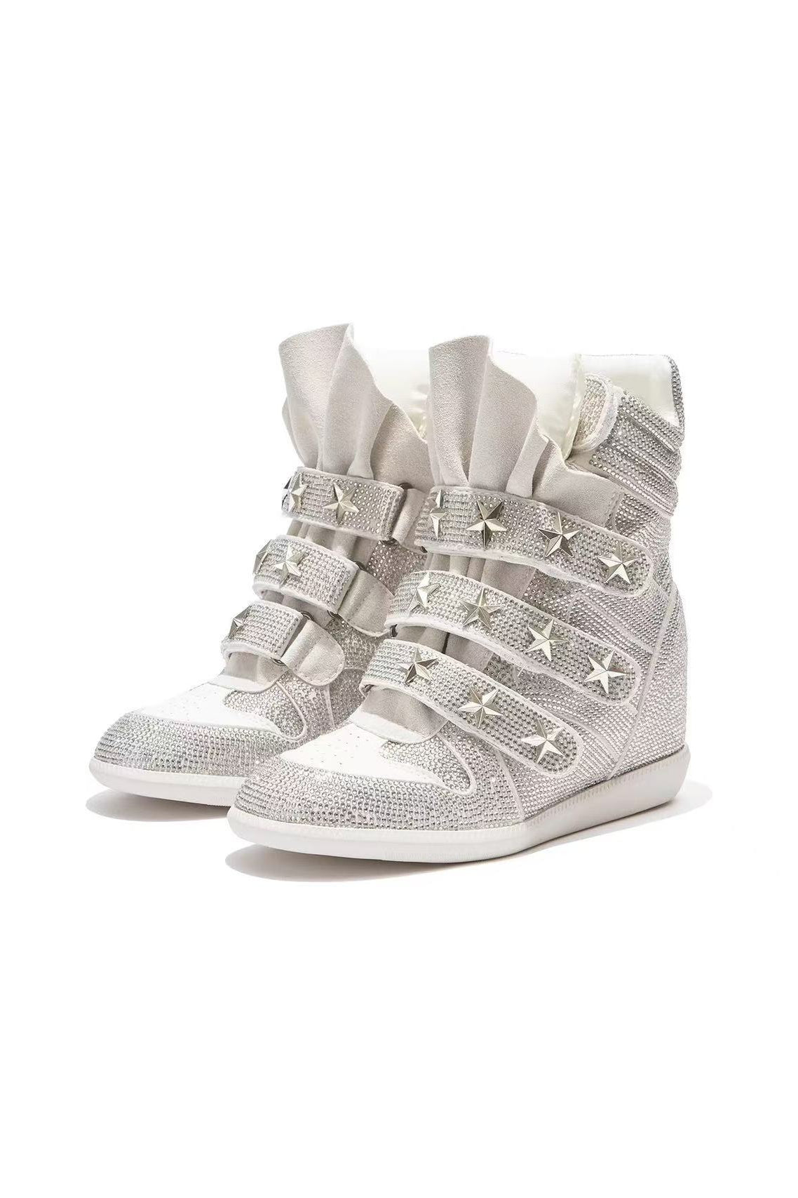 Star-Studded Velcro Wedge High-Top Sneakers Secondary image