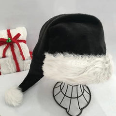 Black Long Plush Holiday Santa Hat