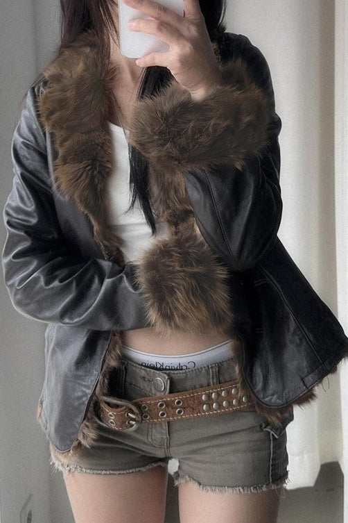 Faux Fur Trim Cropped Jackets