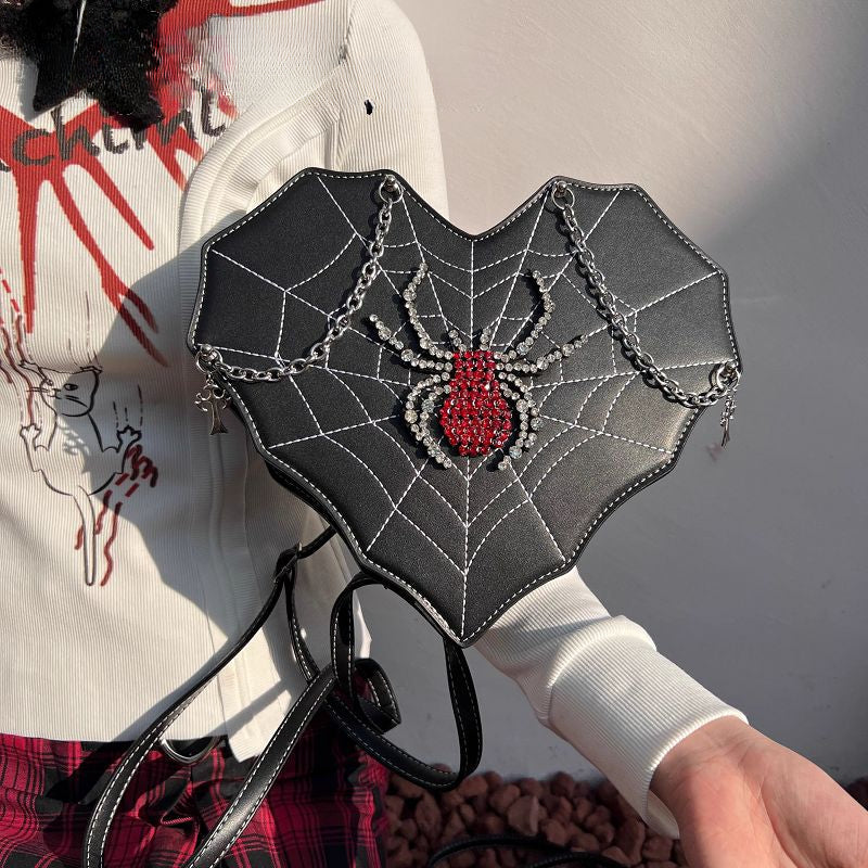 Harajuku Leather Punk Y2K Spider Gothic Lolita Crossbody Bag Black / One Size Halloween