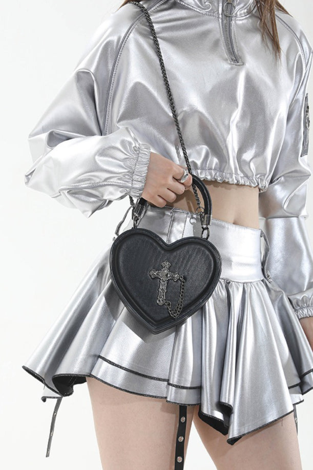 Heart Shape Embellished Crossbody Bags
