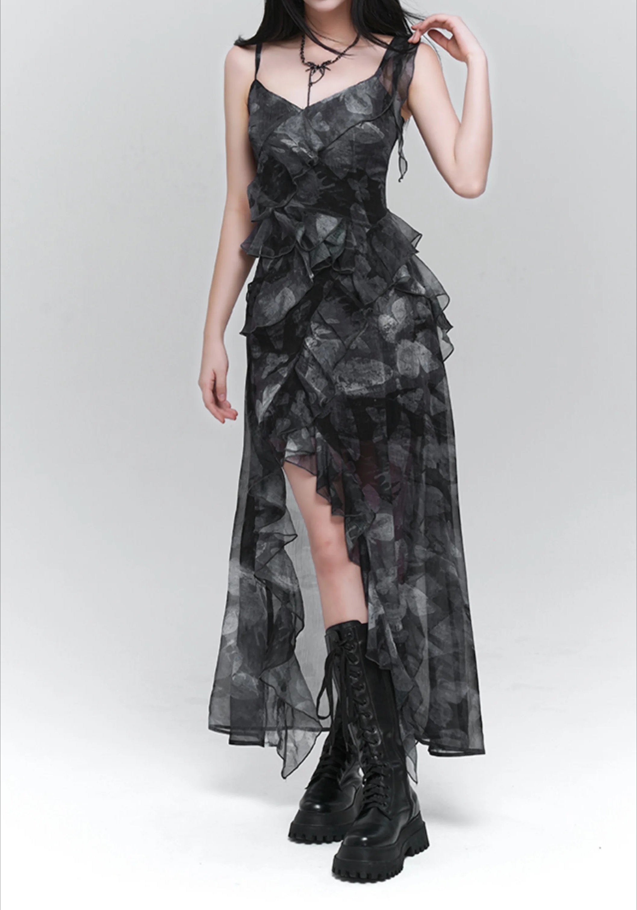 Tie-Dye V-Neck Midi Dress Main image