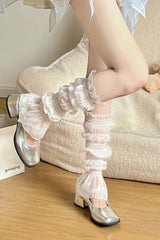 Kawaii Y2K Layered Mesh Ruffle  Leg Warmers