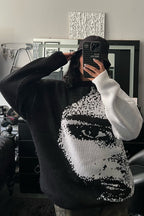 Face Intarsia Color Block Sweater