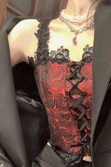 Inner Wear Lace-up Lace Hem Slim Corset