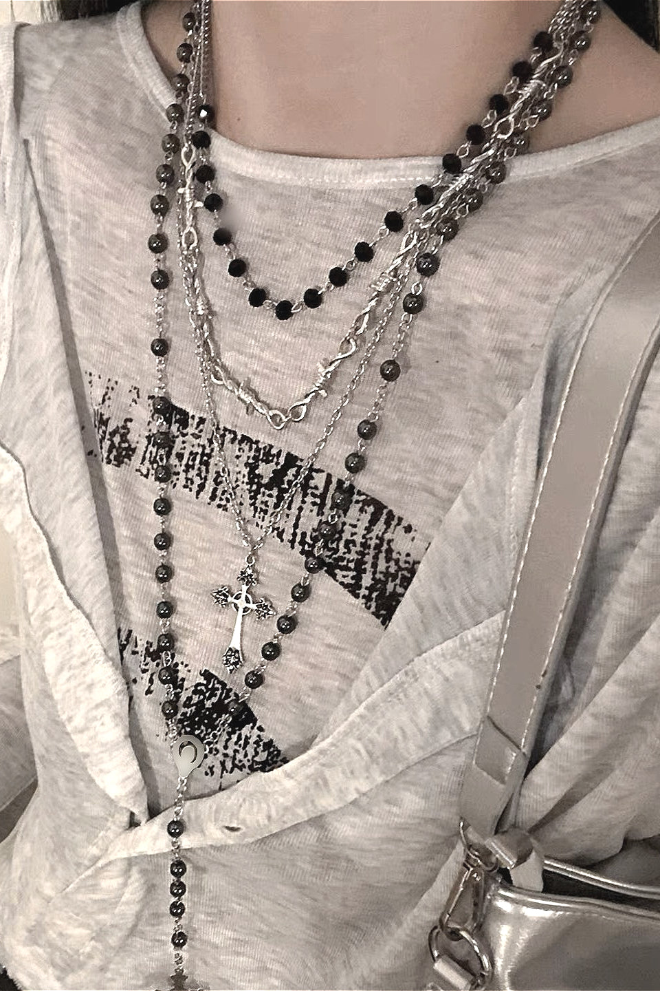 Y2K Gothic Cross Layered Necklace