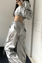 Cyber Holographic Reflective Crop Top