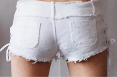 Low-Rise Tassel Denim Shorts
