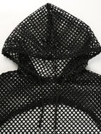 Dark Sheer Mesh Hooded Top