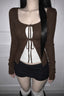 Contrast Panel Double Tie Cardigans