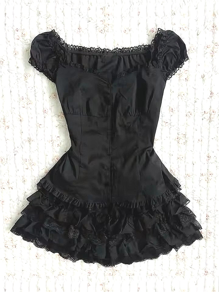 Sweet Lace Ruffle Waist Mini Dress Main image
