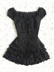 Sweet Lace Ruffle Waist Mini Dress
