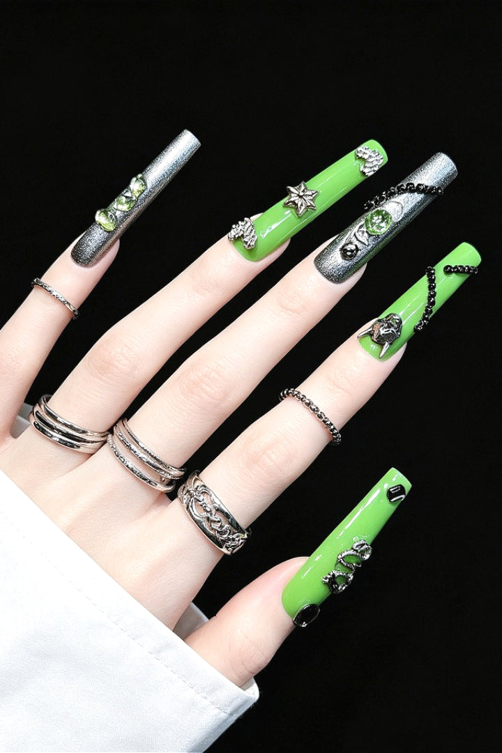 Cyberpunk Beaded Press On Nails