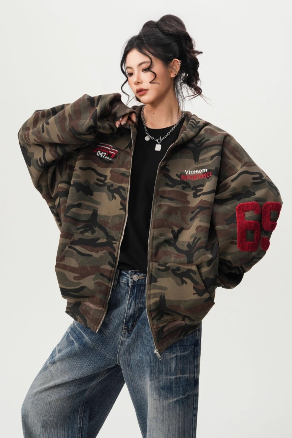 GothicPunkRelaxed Camo Hoodie