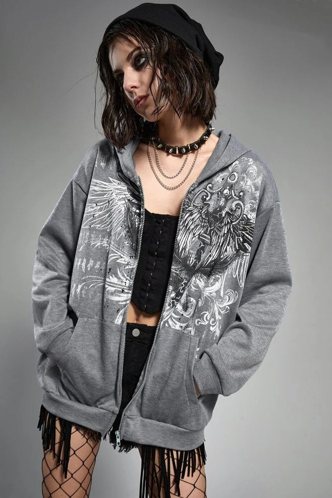 Street Style Eagle Graphic Hoodie Secondary image