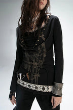 Tattoo Print Fake Two-piece Gothic Knit Top