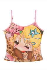 Vintage Cartoon Print Cami Top