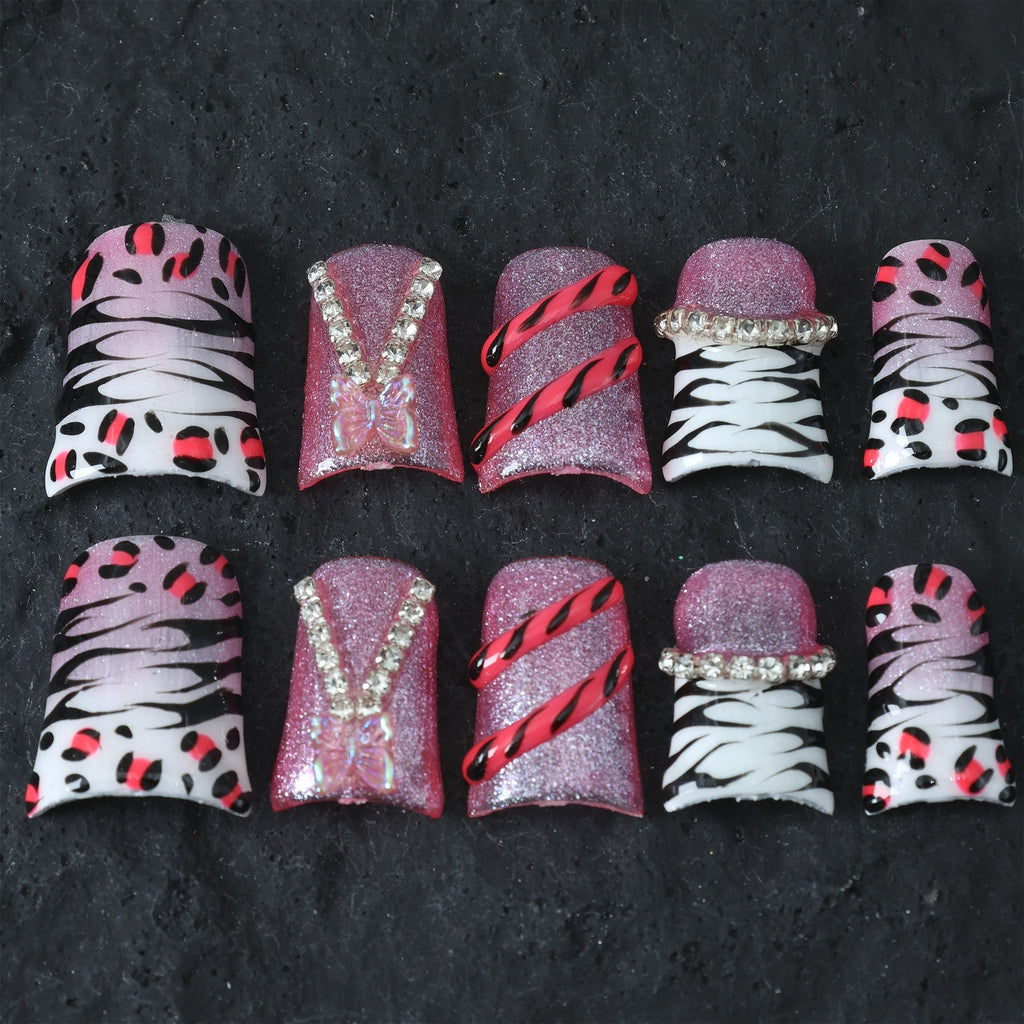 Y2K Leopard Punk Duck Nail Press On Nails