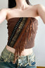 Boho Metal Trim Fringe Tube Top