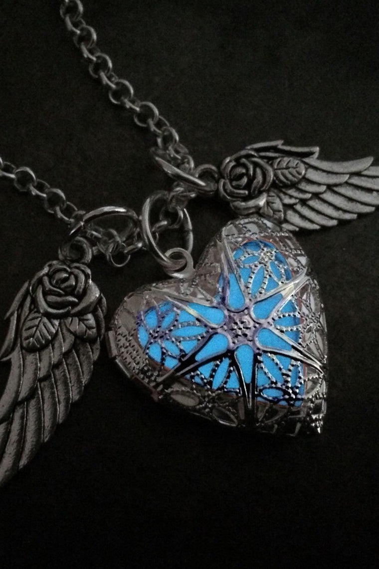 Romantic Luminous Wing Heart Necklace