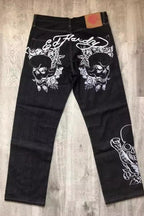 Assorted Embroidered Graphic Straight Leg Jeans