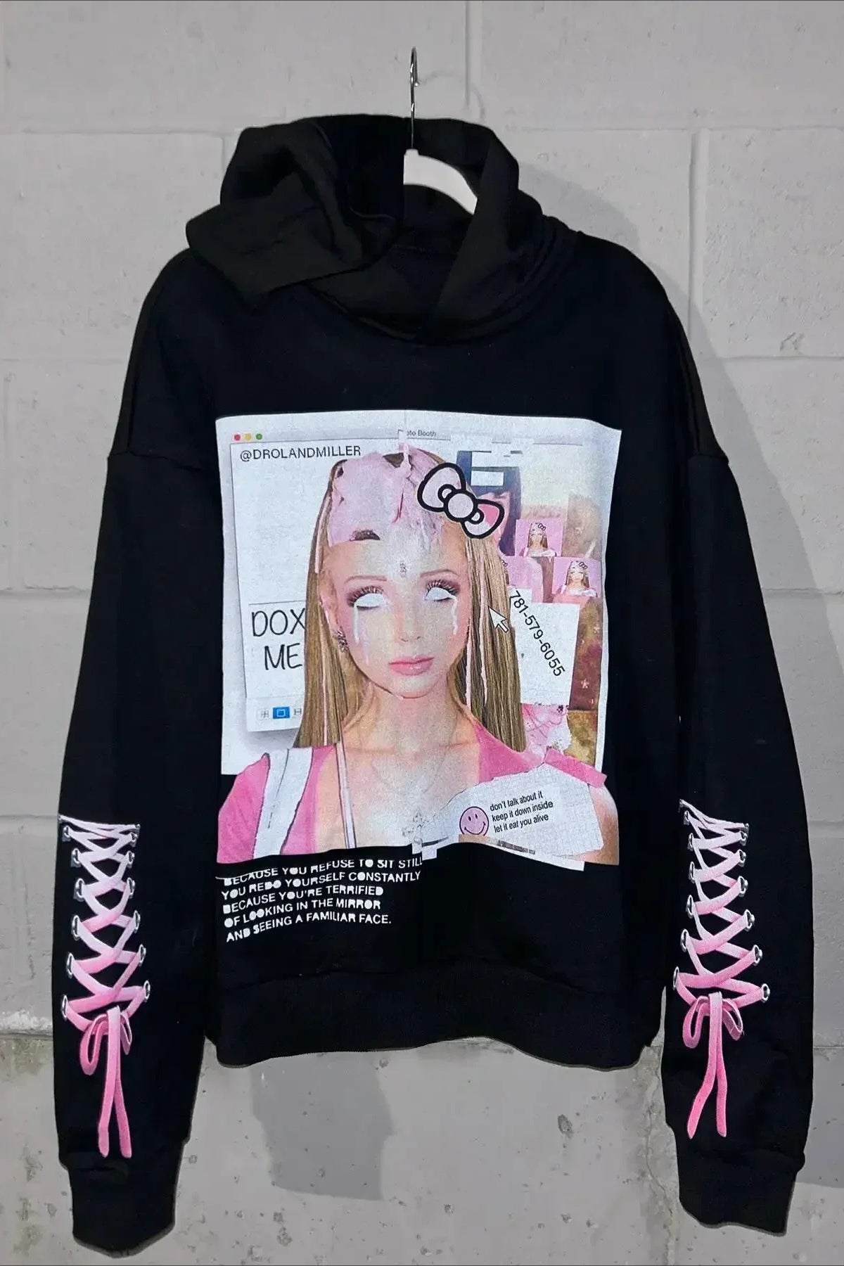 Drolandmiller Y2K Gothic Oversized Grunge Hoodie Secondary image
