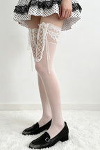 Lace Up Thigh High Socks