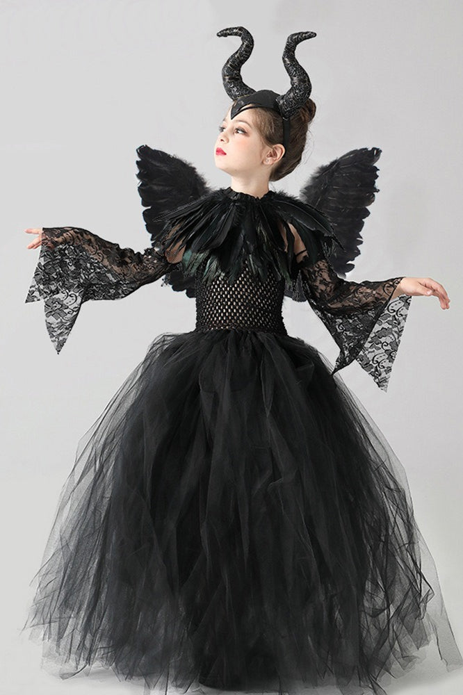 Maleficent Style Kid Halloween Costume Main image