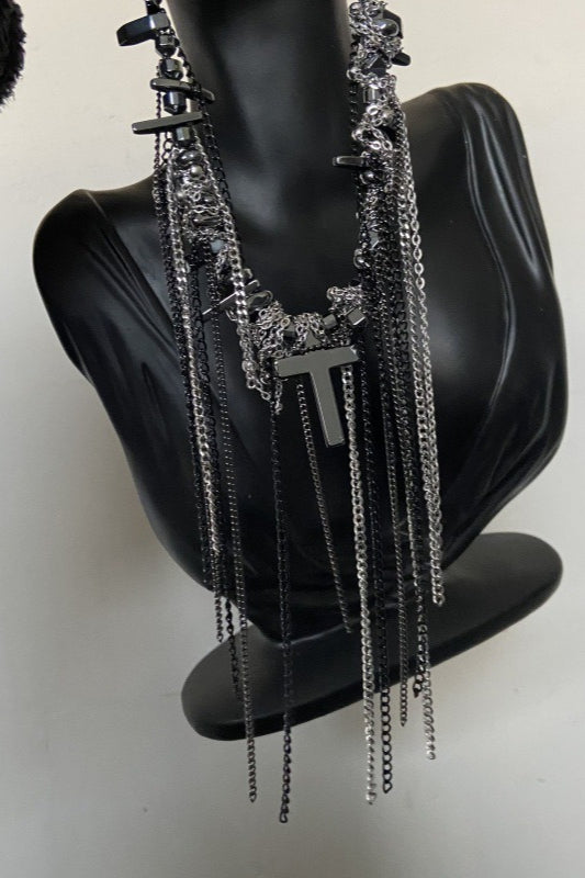 Punk Heavy Chain Tassel Necklace