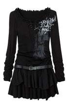 Printed Strappy Long Sleeve Punk Mini Dress