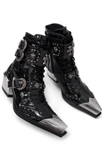Studded Metal-Toe Cowboy Ankle Boots
