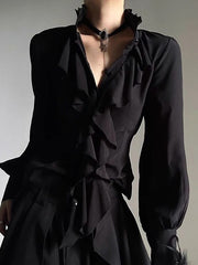 Gothic Ruffled Chiffon Blouse