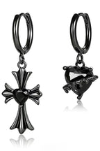 Cross Heart Mismatched Hoop Earrings