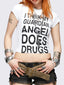 Emo Girl Punk Print Slim Crop Top