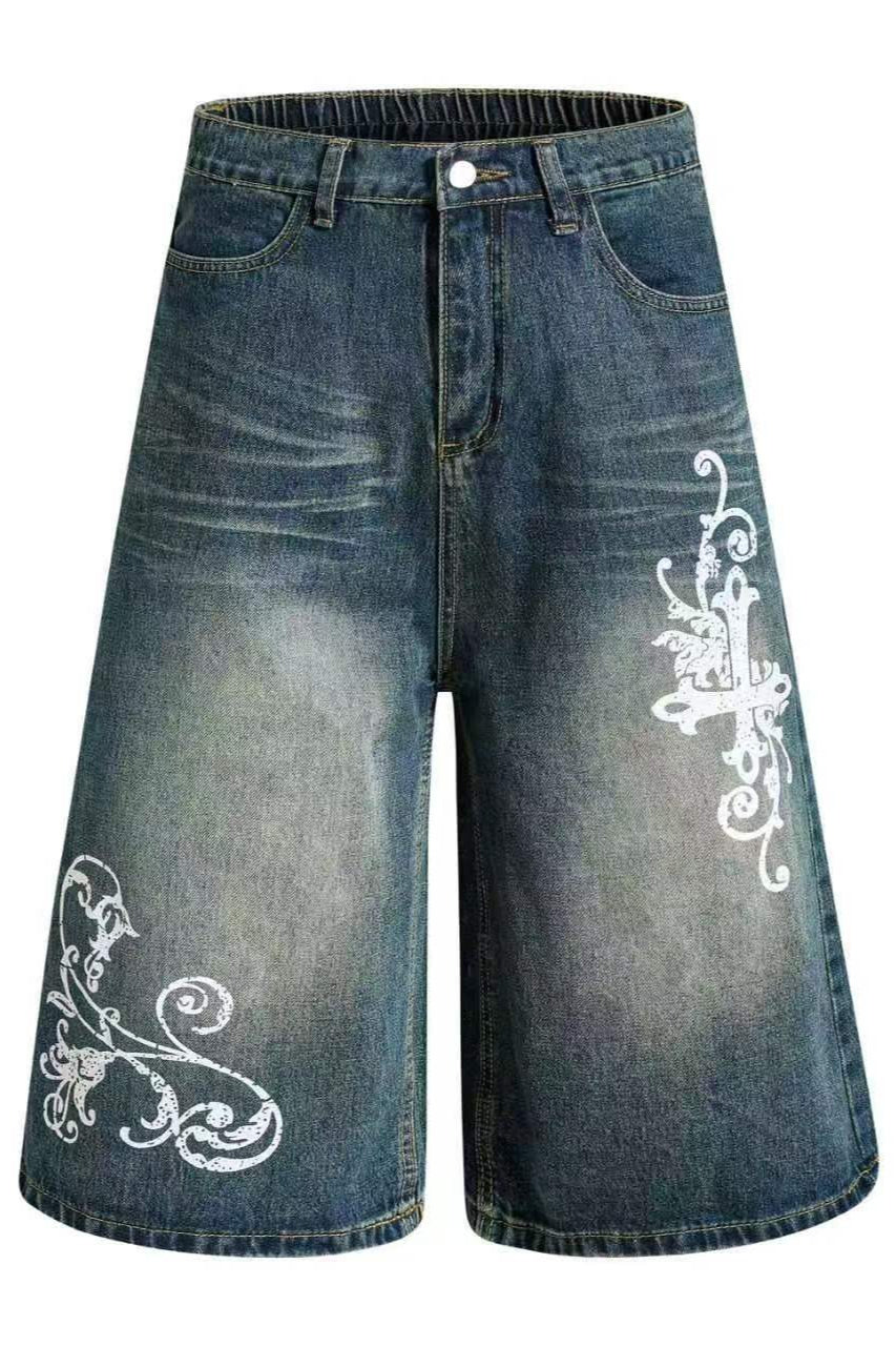 Washed Denim Cropped Pants Main image