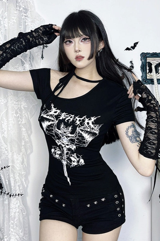 Gothic One Shoulder Print T-Shirt Main image