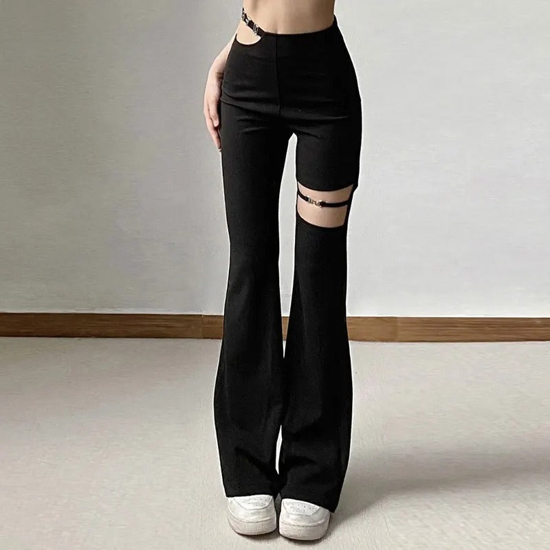 Black Utility Belt Cargo Pants