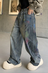 High-Street Oversized Splatter Print Loose Pants