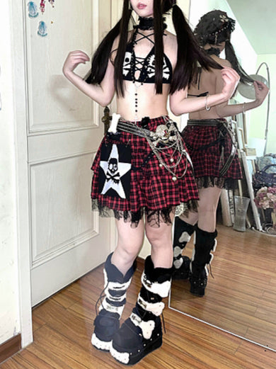 Punk Knit Cross Tie Backless Swimwear Secondary image