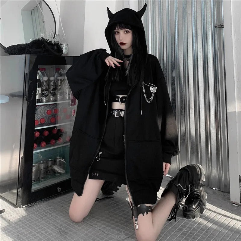 Dark Techwear Hooded Coat Main image