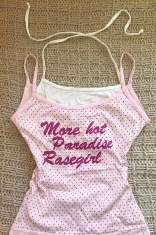 Vintage Pink Polka Dot Letter Print Cami
