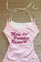 Vintage Pink Polka Dot Letter Print Cami