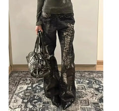 Grunge Gothic Black Baggy Mop Pant