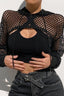 Dark Sheer Mesh Hooded Top