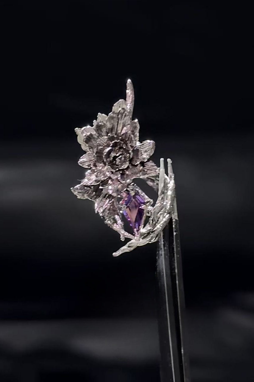3D Floral Rhinestone Thorn Ring Main image