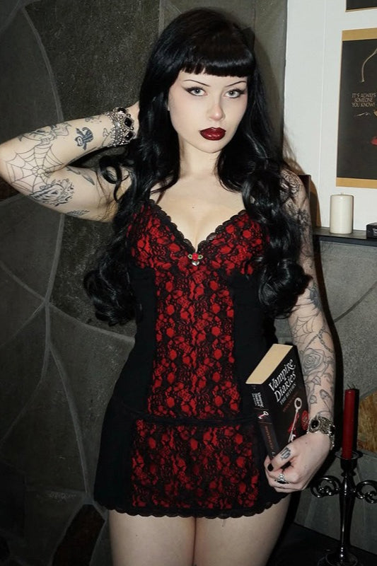 Gothic Lolita Rose Contrast Lace Crop Top Main image