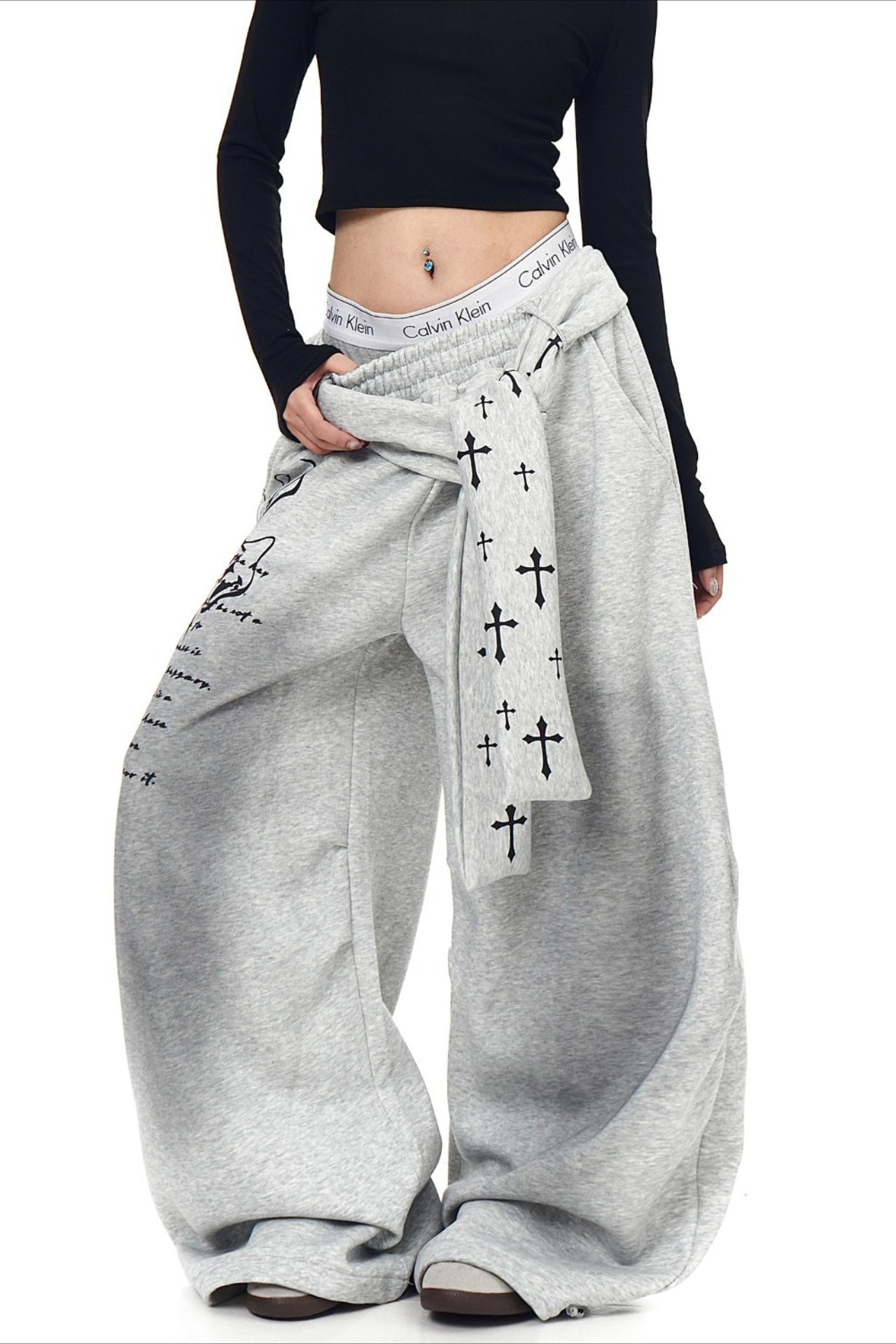 Punk Gradient Cross Fleece Wide Pants Secondary image